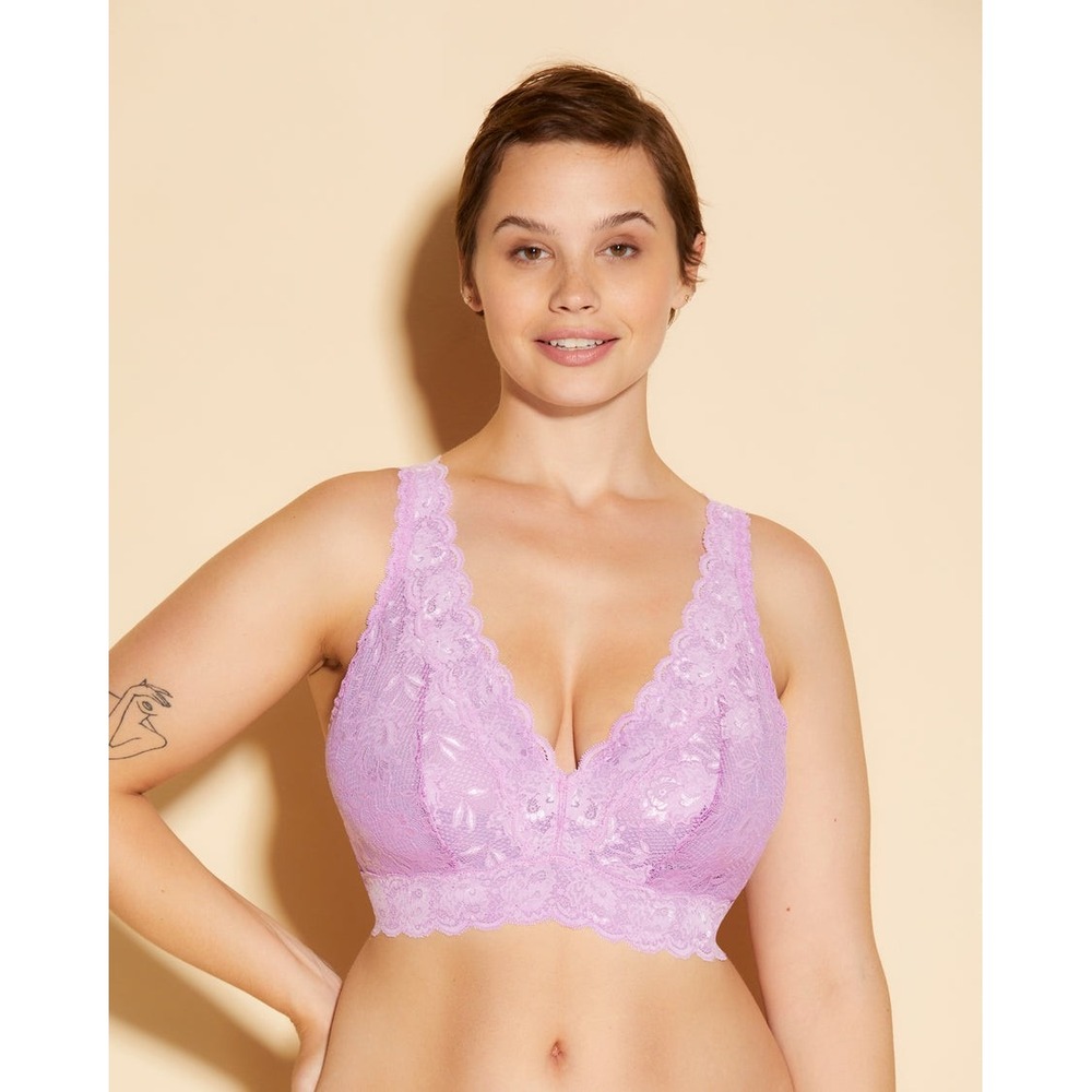Cosabella Super Curvy Longline Plunge Wireless Lace Bralette Bra Neela Flower S